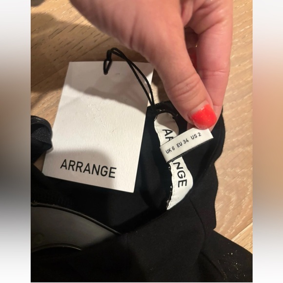 ASOS ARRANGE contrast fabric sculpted maxi dress w/ pleat skirt black cream Sz 2 - Picture 10 of 12